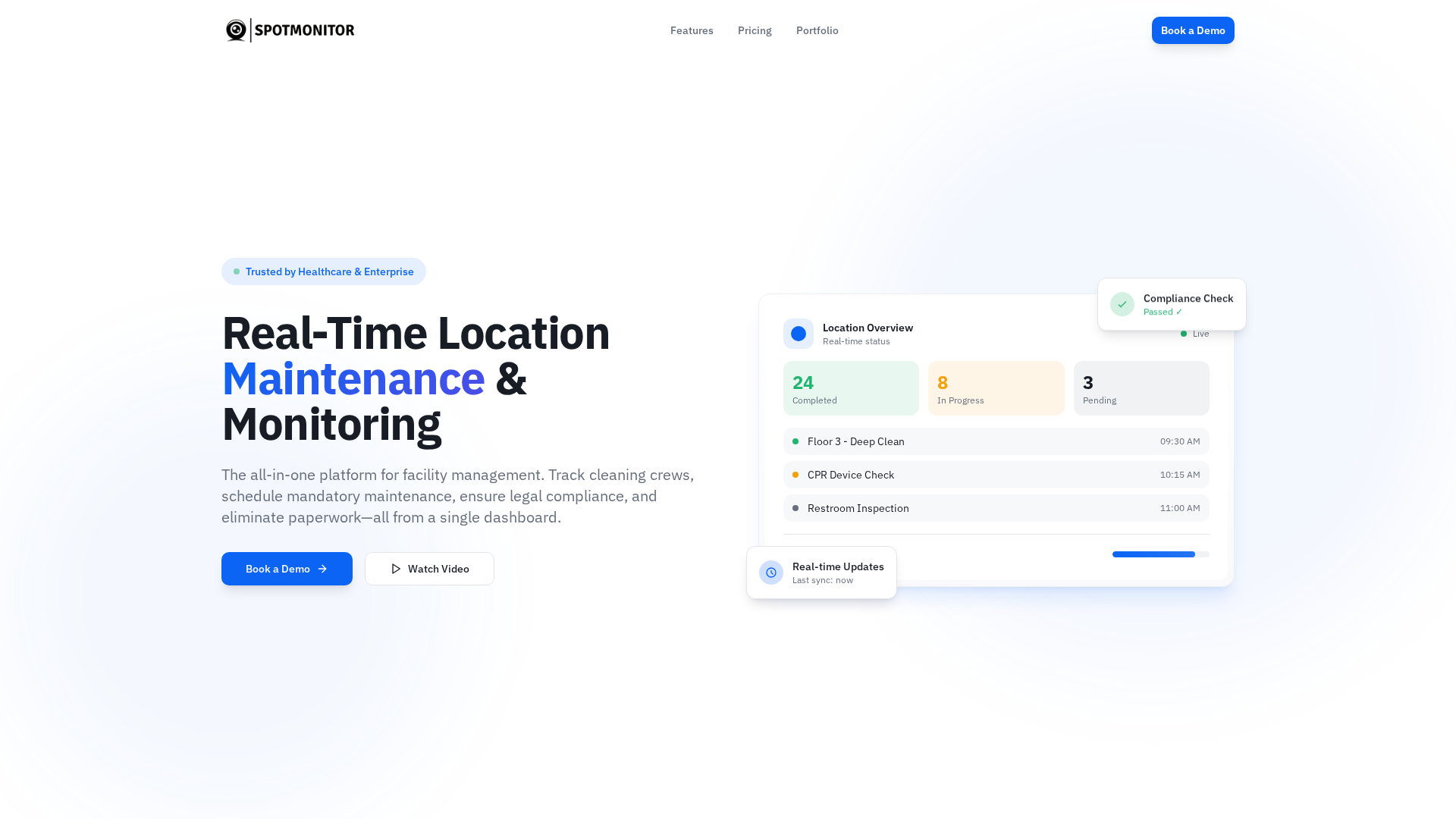 SpotMonitor location maintenance and site-compliance platform